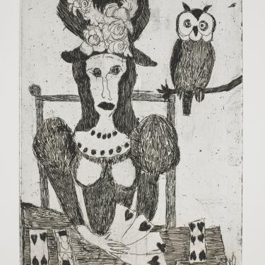 «La tireuse de carte», 1960,eau-forte, 25,1x19,1cm, signé et daté en bas à droite