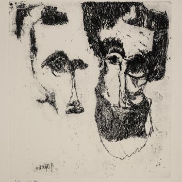 «2 têtes homme et femme», 1964, eau-forte, 35x31,5cm, signé et daté en bas à gauche, K-B 163