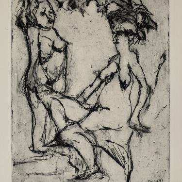 «Femmes académie», 1957, eau-forte,25x18,5cm, signé en bas à droite, K-B 71