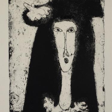 «Jeune fille à fleur blanche», 1963,eau-forte et aquatinte, 23,1x18,7cm, signé et daté en bas à gauche, K-B 158