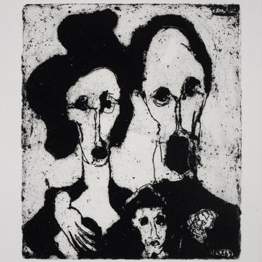 «Petite famille acquatinte», 1964,eau-forte et aquatinte, 20,5x16,5cm, signé et daté en bas à droite, K-B 181