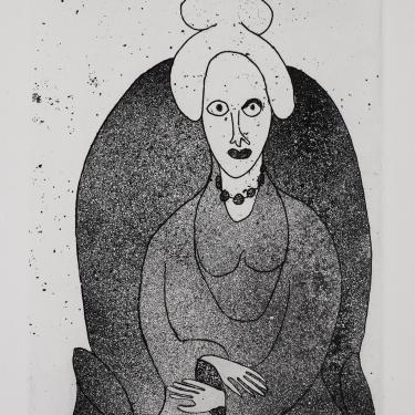 «Femme au fauteuil B 74», mai 1974, eau-forte et aquatinte, 29,5x19,8, signé et daté en haut à gaucvhe, K-B 298