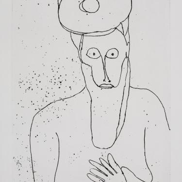 «Vieillard aux traits», février1975, eau-forte, 29,8x19,5, signé et daté en haut à gauche, K-B 312
