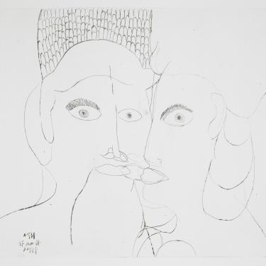 Baiser, 16 mai 1976, eau-forte, 31x33,5 cm, signé et daté en bas à gauche, hors K-B (morsure postume)