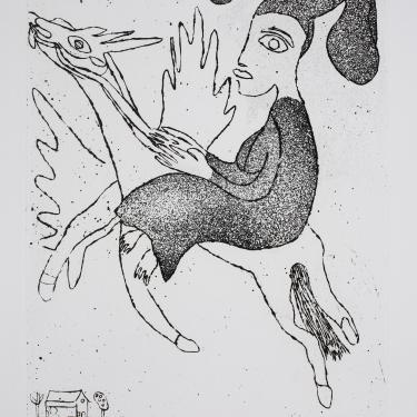 «Femme à la licorne», février 1976, eau-forte et aquatinte, 33,3x25,7cm, signé et daté en haut à gauche, G-K 323
