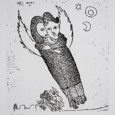 «Année 77 Anges », 14 janvier 1977, eau-forte et aquatinte, 32,8x30,5 cm, signé et daté en haut à gauche, K-B334