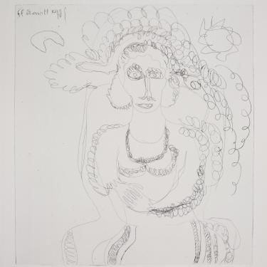 Femme assise, 19 novembre 1977, eau-forte, 33,8x30,5cm, signé et daté en haut à gauche, hors K-B (morsure posthume)