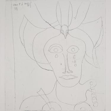 Femme en pleurs, 24 mars 1981, eau-forte, 34x30,4cm, signé et daté en haut à gauche, hors K-B (morsure posthume)